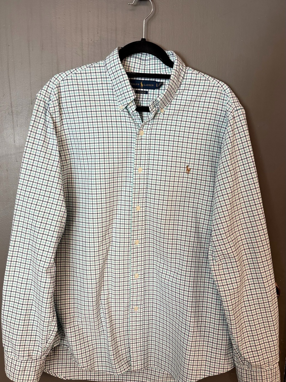 Ralph Lauren Men’s Button-Down Plaid Shirt - White, Blue, Green